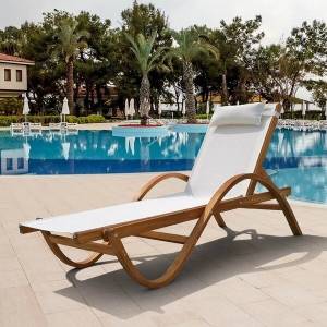 Шезлонг-лежак из сибирской лиственницы Мальта  AFM-511 White