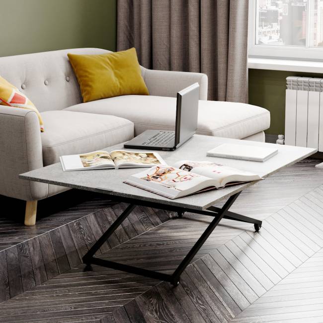 Стол универсальный трансформируемый АНДРЭ Loft ЛДСП терраццо/чёрный Стол универсальный трансформируемый АНДРЭ Loft ЛДСП терраццо/чёрный