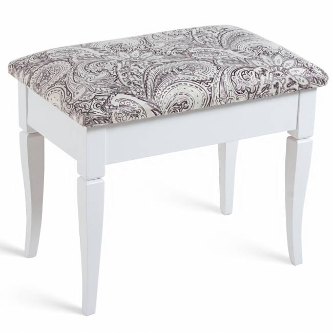 Банкетка Ретро М с ящиком белый, ткань меркурий