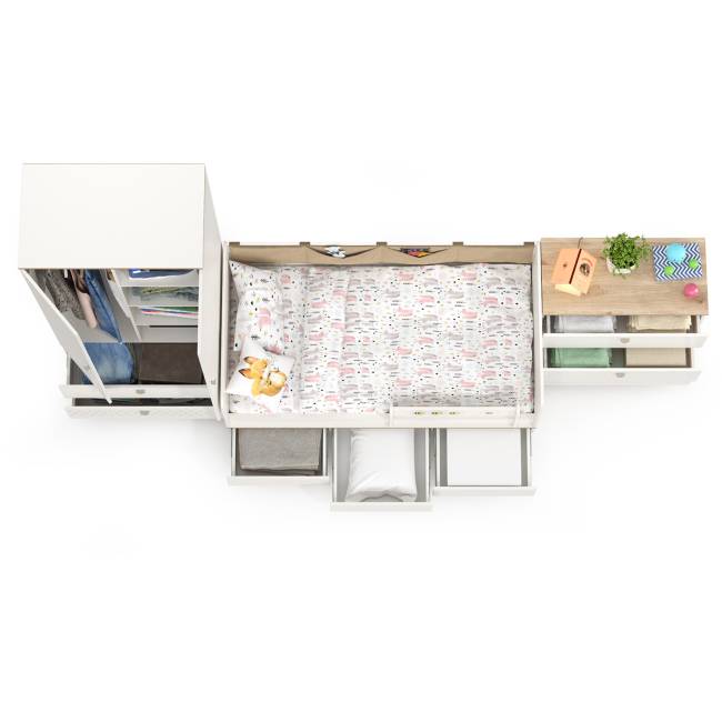 Детская мебель Эйп компоновка № 6 цвет белый/дуб белый Детская мебель Эйп компоновка № 6 цвет белый/дуб белый