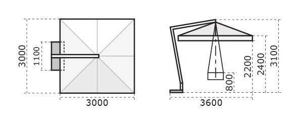Зонт профессиональный 3х3 м Leonardo Braccio антрацит, слоновая кость 3000х3000 мм Зонт профессиональный 3х3 м Leonardo Braccio антрацит, слоновая кость 3000х3000 мм