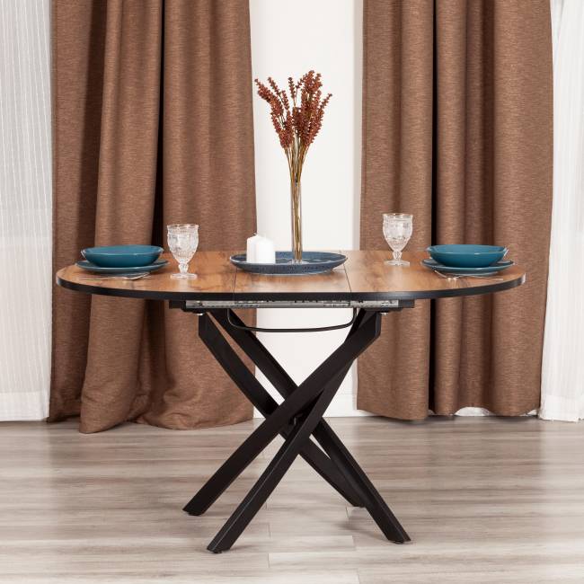 Стол MANZANA ЛДСП/HPL/металл, 100 х 100+30 х 75 см, Дуб Вотан/чёрный Дуб Вотан/чёрный ЛДСП/HPL/металл Стол MANZANA ЛДСП/HPL/металл, 100 х 100+30 х 75 см, Дуб Вотан/чёрный Дуб Вотан/чёрный ЛДСП/HPL/металл