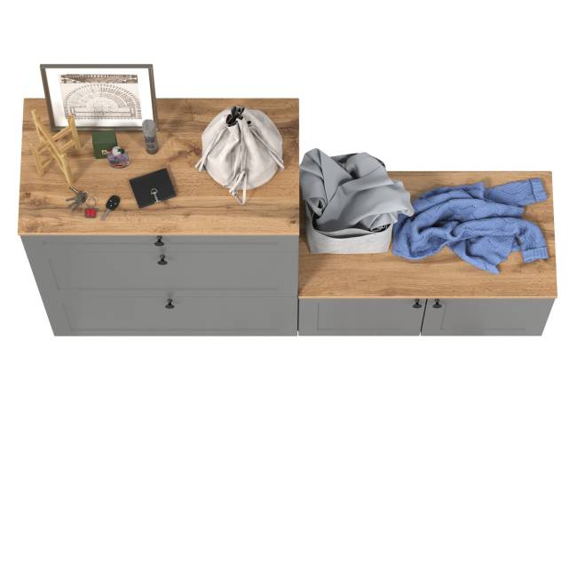 Тумба для обуви с тумбой две дверки Остин цвет серый графит/дуб крафт золотой Тумба для обуви с тумбой две дверки Остин цвет серый графит/дуб крафт золотой