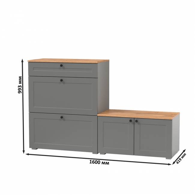 Тумба для обуви с тумбой две дверки Остин цвет серый графит/дуб крафт золотой Тумба для обуви с тумбой две дверки Остин цвет серый графит/дуб крафт золотой