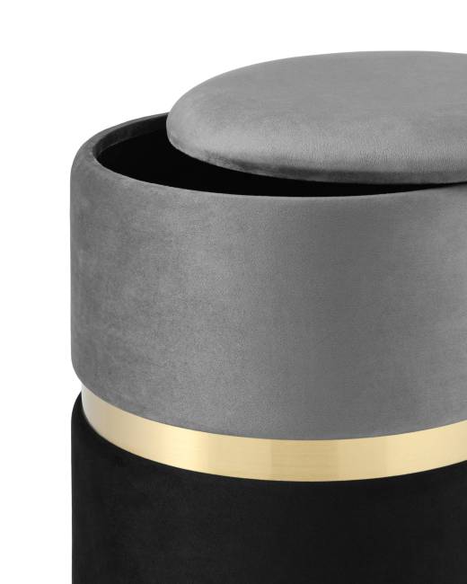 Пуф Кэрри с ящиком велюр серо-черный