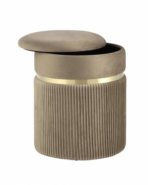 Пуф Миранда с ящиком велюр бежевый