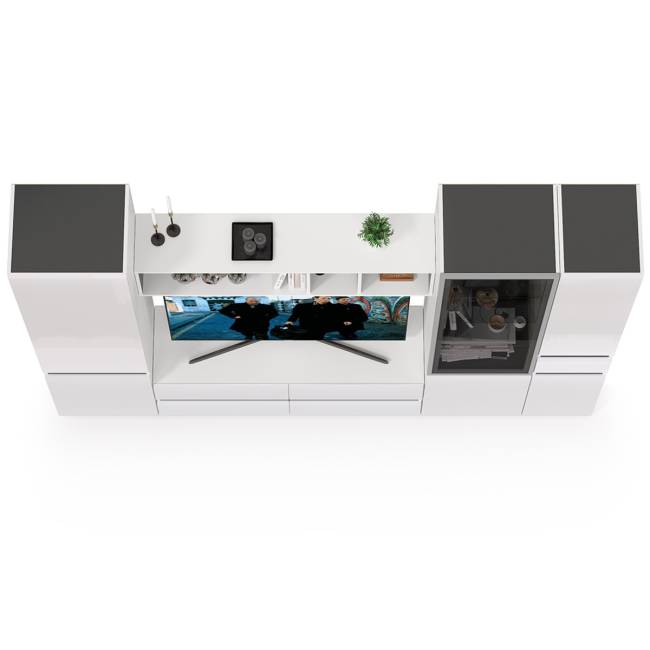 Сидней Комплектация № 25 цвет белый/чёрный/фасады МДФ белый глянец