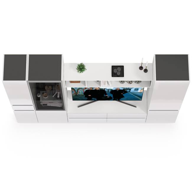 Сидней Комплектация № 25 цвет белый/чёрный/фасады МДФ белый глянец