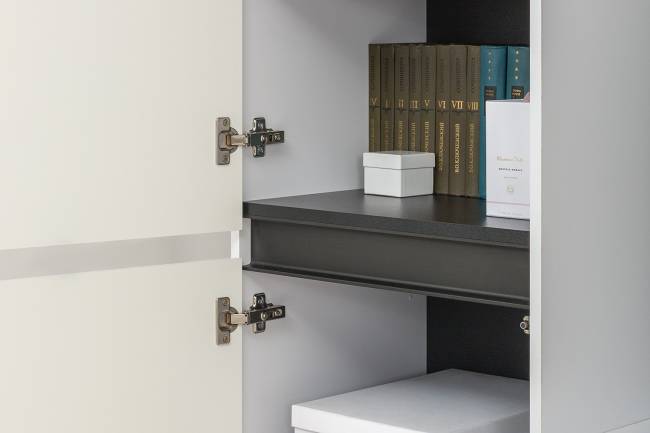 Сидней Комплектация № 25 цвет белый/чёрный/фасады МДФ белый глянец