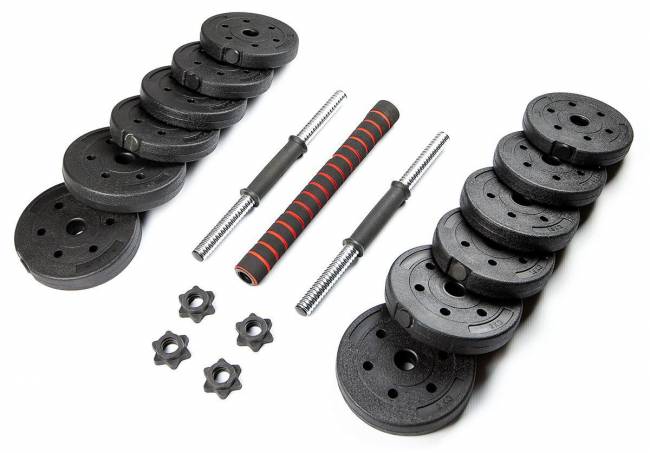 Набор композитных гантелей "TREX SPORT" 20 кг, с соединительным грифом