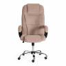 Кресло компьютерное Бергамо/Bergamo хром (22) флок , бежевый, 7 бежевый флок