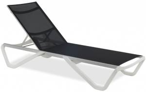 Шезлонг-лежак металлический Wave белый, антрацит 1910х715х300 мм Шезлонг-лежак металлический Wave белый, антрацит 1910х715х300 мм