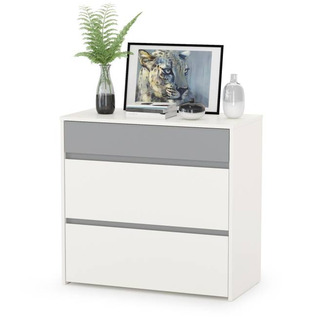 Стол компьютерный с верхней полкой и комодом Торонто цвет белый шагрень/стальной серый