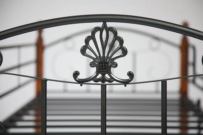 Кровать BOLERO двухярусная дерево гевея/металл, 90*200 см (bunk bed), красный дуб/черный дуб темный дерево гевея/металл