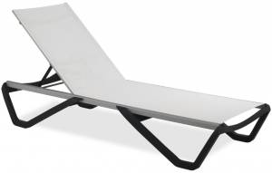 Шезлонг-лежак металлический Wave антрацит, белый 1910х715х300 мм Шезлонг-лежак металлический Wave антрацит, белый 1910х715х300 мм