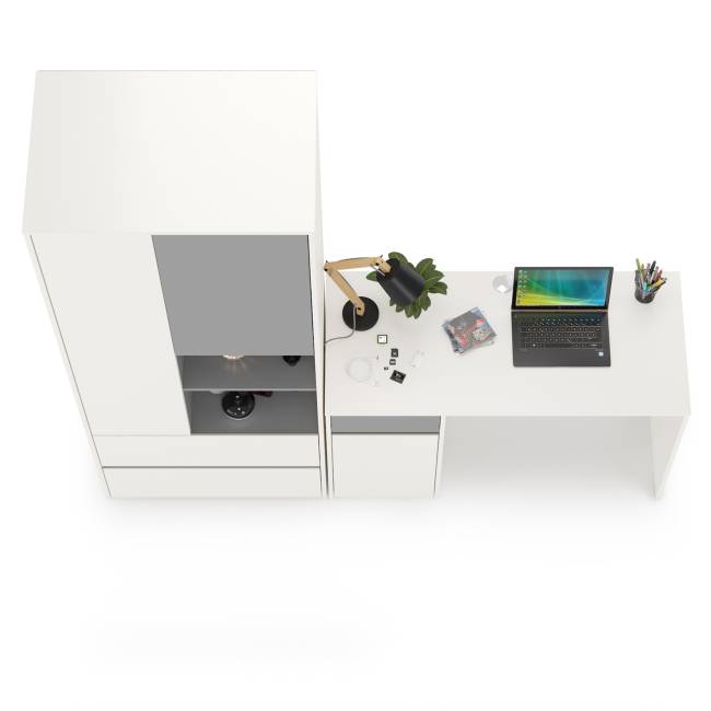 Стол рабочий со шкафом для одежды Торонто цвет белый шагрень/стальной серый Стол рабочий со шкафом для одежды Торонто цвет белый шагрень/стальной серый