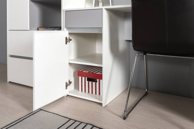 Стол рабочий со шкафом для одежды Торонто цвет белый шагрень/стальной серый Стол рабочий со шкафом для одежды Торонто цвет белый шагрень/стальной серый