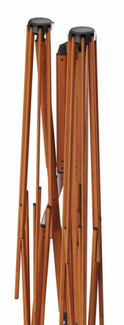 Зонт профессиональный двухкупольный 2.9х6.3 м Galaxia Dual T Timber имитация ироко, серебристо-серый 2900х6300 мм