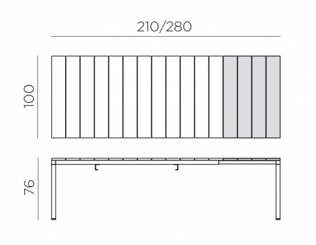 Стол пластиковый раздвижной Rio 210 Extensibile антрацит 2100-2800х1000х760 мм