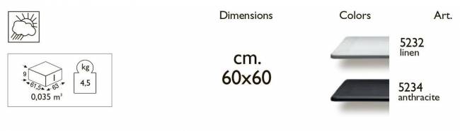 Столешница пластиковая квадратная для подстолья Dodo, Domino Folding антрацит 600х600 мм