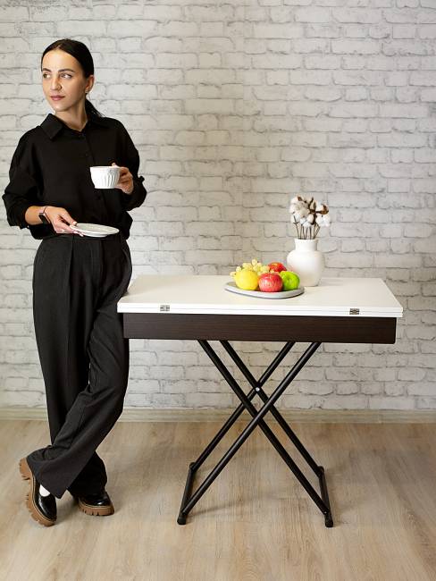 Стол-трансформер Лерон белый/черный Стол-трансформер Лерон белый/черный