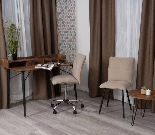 Комплект кресло+стул Свит/Sweet LT, велюр, бежевый/черный, 7 бежевый/черный флок