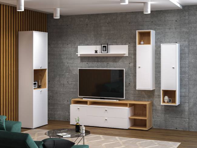 Полка гостиная Бэль цвет белый премиум