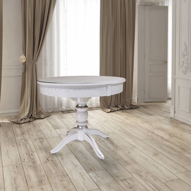 Стол обеденный Фидея 4 раздвижной белый/серебро 90/130*90