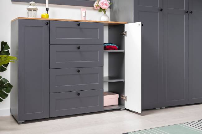 Два больших комода Остин цвет серый графит/дуб крафт золотой