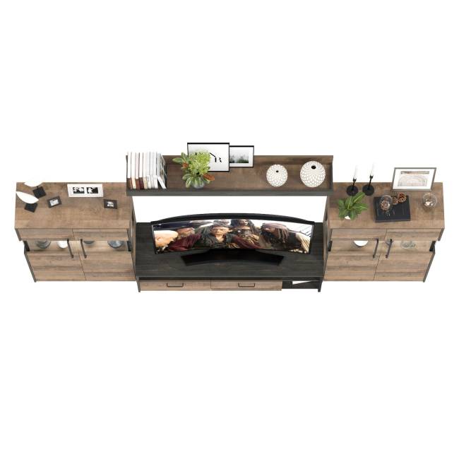 Мебель лофт с подсветкой для гостиной Трувор № 67 цвет дуб гранж песочный/интра