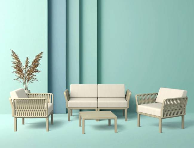 Комплект пластиковой мебели Portofino Lounge бежевый, бежевый