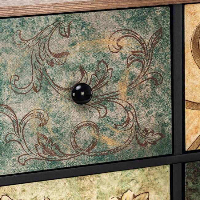 Комод Leset Лунет 12 ящ. Чёрный Мульти зеленый