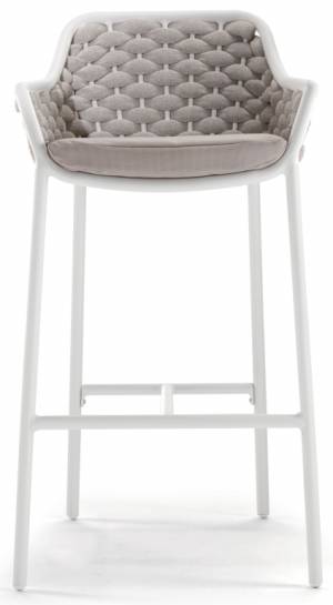 Кресло барное плетеное Panama белый, бежевый, шампанское 540х540х1010 мм