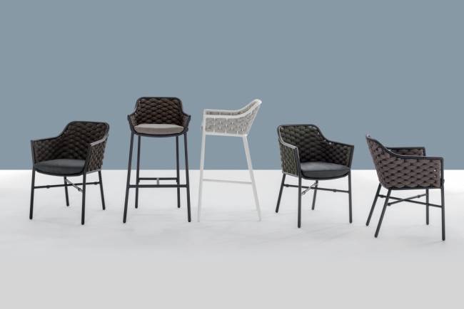 Кресло барное плетеное Panama белый, бежевый, шампанское 540х540х1010 мм