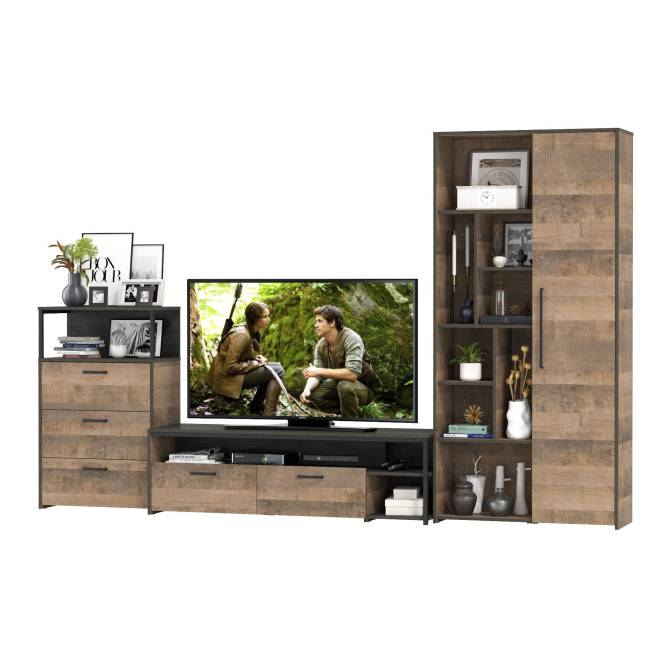 Стенка для гостиной Трувор № 80 цвет дуб гранж песочный/интра