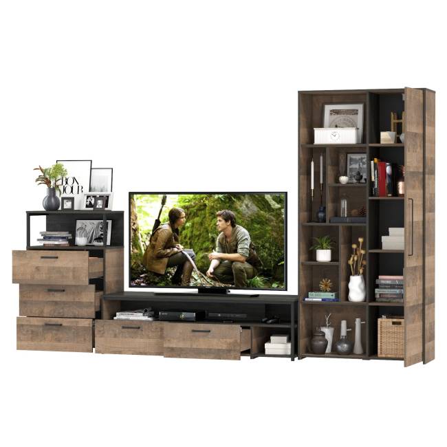 Стенка для гостиной Трувор № 80 цвет дуб гранж песочный/интра