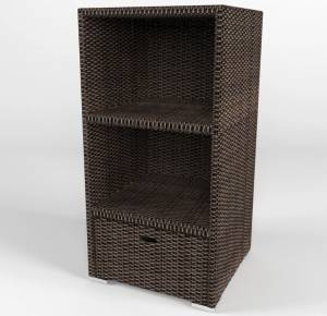 Стеллаж  большой  "Малага", из искусственного ротанга, 3 секции 1 ящик коричневый, черный
