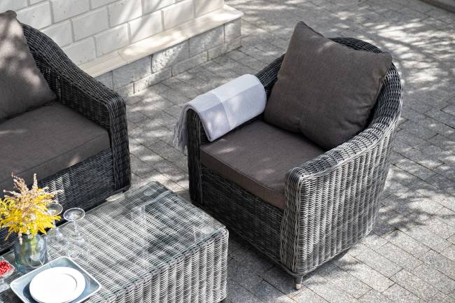 "Кон Панна" лаунж-зона из искусственного ротанга, цвет графит "Кон Панна" лаунж-зона из искусственного ротанга, цвет графит