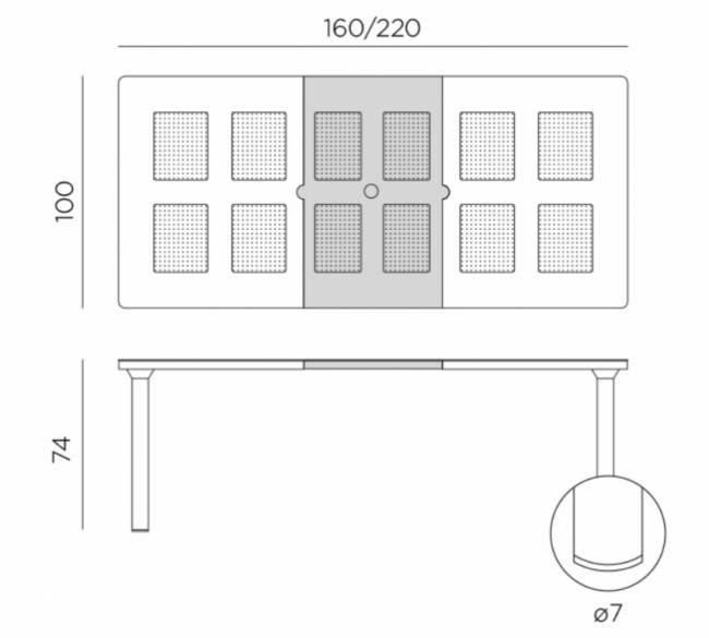 Стол пластиковый раздвижной Libeccio антрацит 1600-2200х740х1000 мм Стол пластиковый раздвижной Libeccio антрацит 1600-2200х740х1000 мм