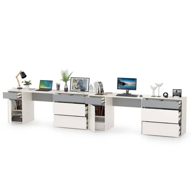 Два письменных стола и два комода Торонто цвет белый шагрень/стальной серый Два письменных стола и два комода Торонто цвет белый шагрень/стальной серый