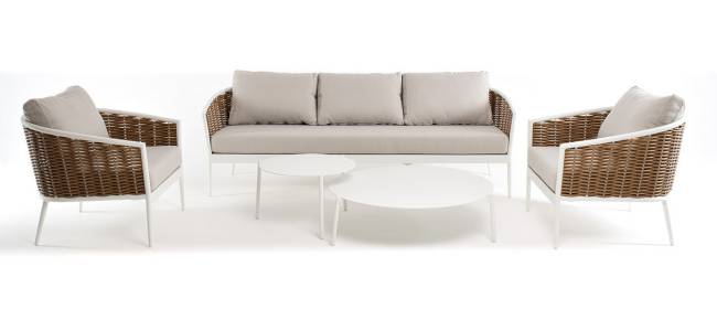 "Тоскана" лаунж-зона из искусственного ротанга, цвет соломенный