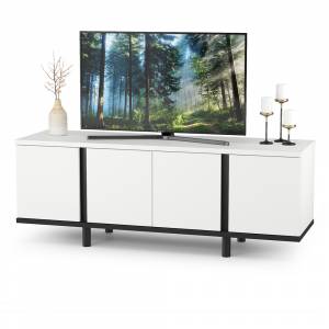 Тумба под ТВ Квадро 13.276 цвет белый шагрень/чёрный