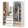 Комплект Муссон Шкаф + Стеллаж + Комод + Зеркало цвет белый/дуб эндгрейн элегантный