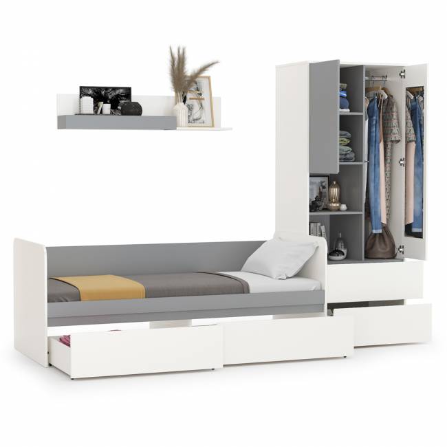 Детская мебель Торонто № 20 цвет белый шагрень/стальной серый