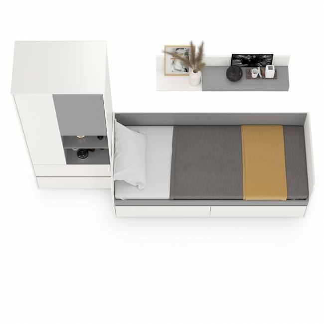 Детская мебель Торонто № 20 цвет белый шагрень/стальной серый