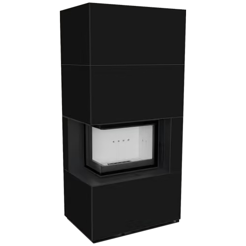 Каминокомплект Kratki PRO FLOKI NERO ASSOLUTO, угловое стекло слева