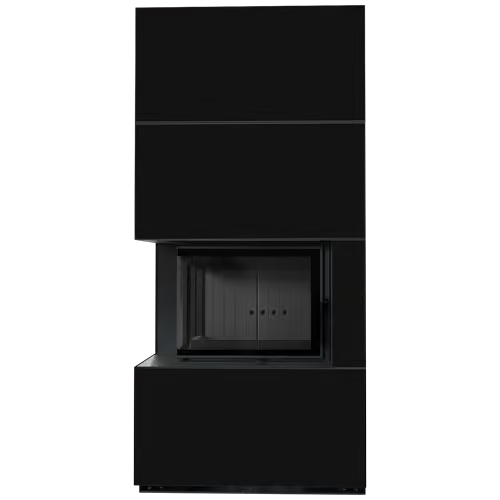 Каминокомплект Kratki PRO FLOKI NERO ASSOLUTO, угловое стекло слева