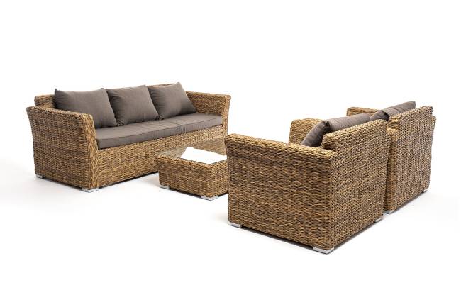 "Капучино" лаунж-зона из искусственного ротанга (гиацинт), цвет соломенный "Капучино" лаунж-зона из искусственного ротанга (гиацинт), цвет соломенный