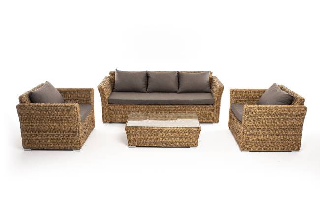 "Капучино" лаунж-зона из искусственного ротанга (гиацинт), цвет соломенный "Капучино" лаунж-зона из искусственного ротанга (гиацинт), цвет соломенный