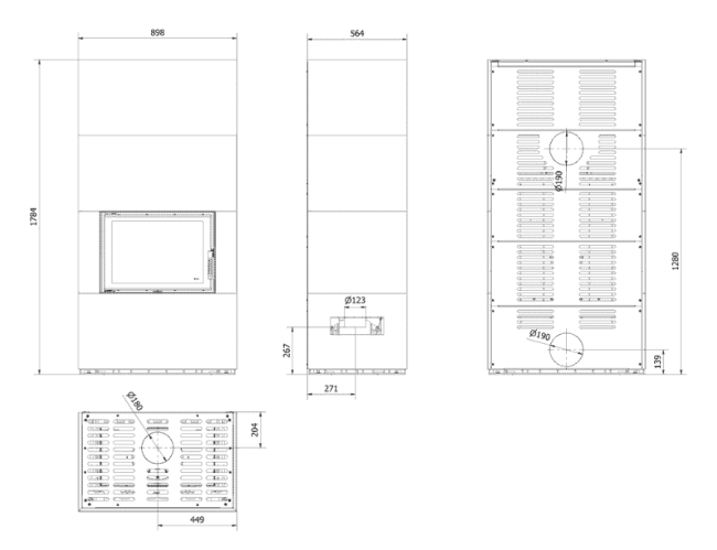 Каминокомплект Kratki PRO FLOKI OSSIDO NERO